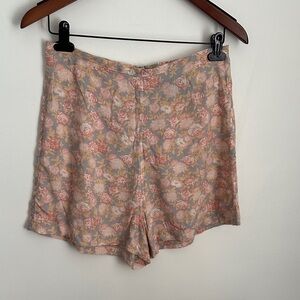 Reformation Floral High Waist Shorts - Pink and Cream